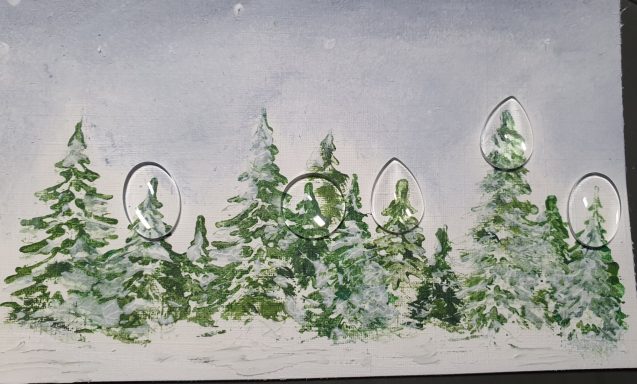 Winter Firs Collection of snow covered fir trees with glass cabochons laying on top