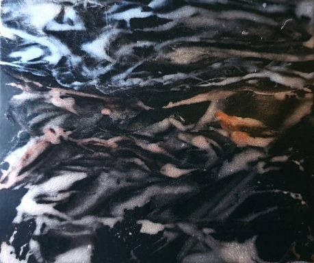 Peaceful Night Silver, copper and gold abstract on black background